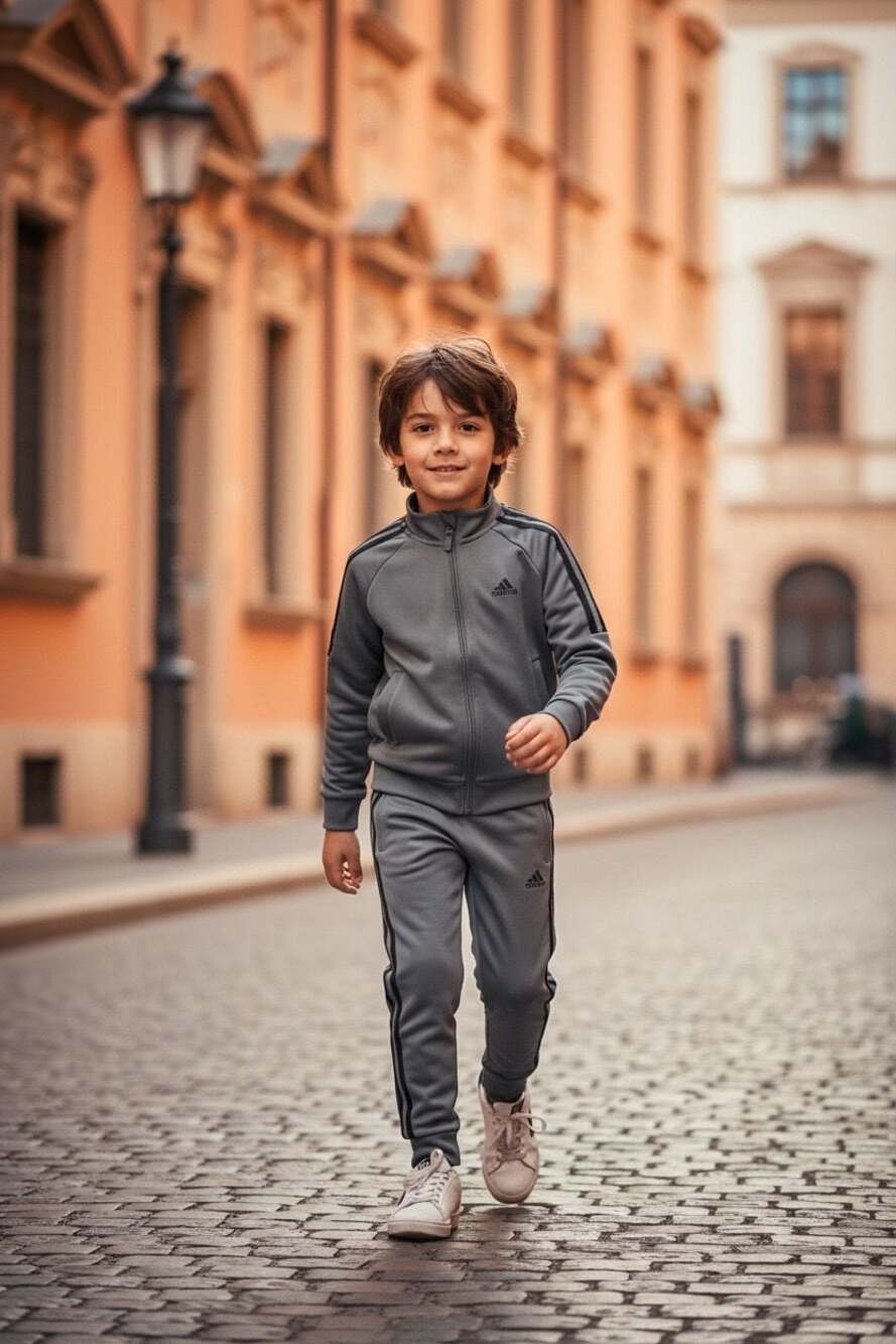 adidas Toddler Boys 2T Tricot 3-Stripes Track Suit - Grey/Black